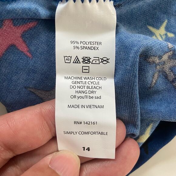 Kids LuLaRoe Girls Blue Kids Azure A-Line Skirt Stars Size 14 - Picture 7 of 7